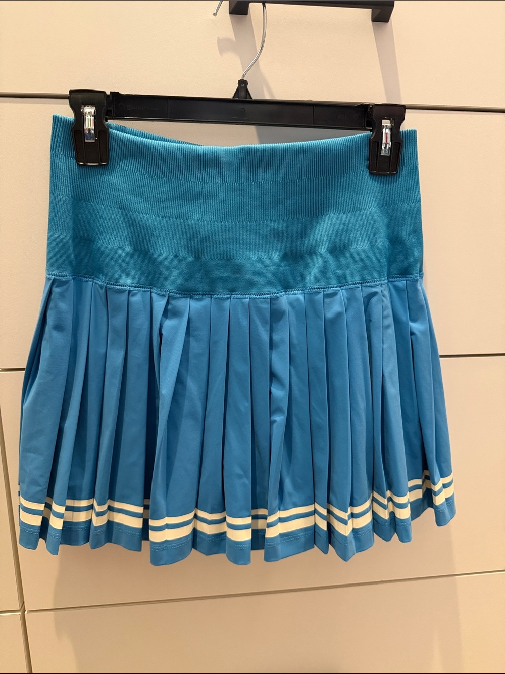 Wilson Pleated Athletic Skirt in Bright Blue with Stripe Detail large
